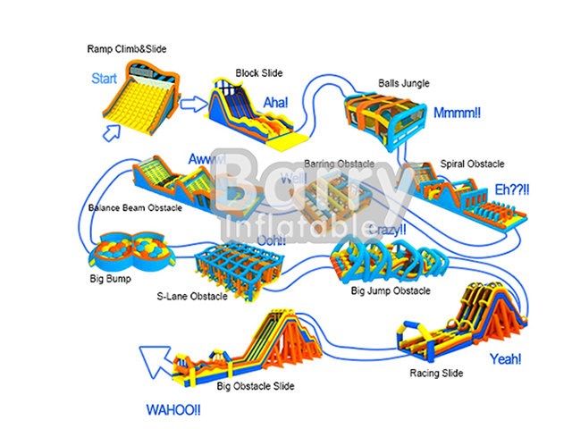 Guangzhou Barry Customized Inflatable Obstacle Course Adults BY-5K-008